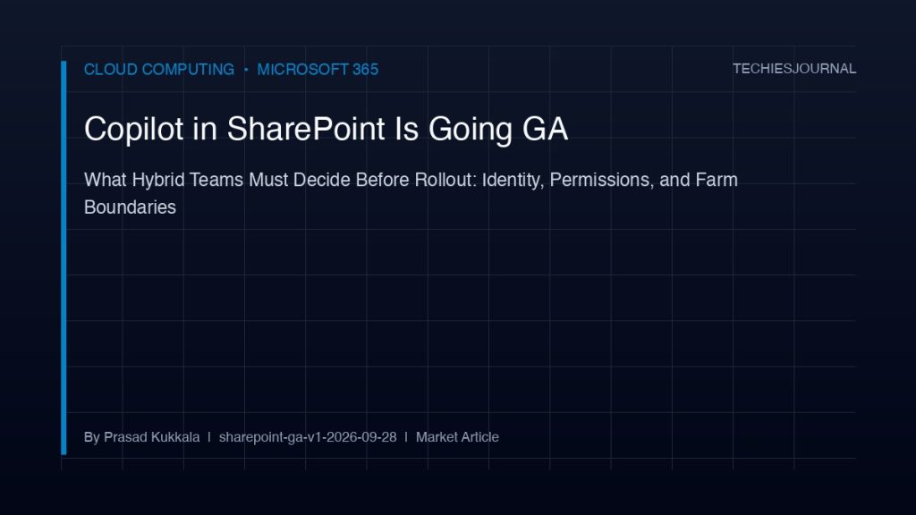 Flow from an on-premises SharePoint Server farm through Microsoft Graph connector agent into Microsoft 365 Copilot, with permission boundaries.